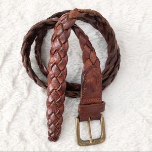 Genuine Leather Brown Braided Belt